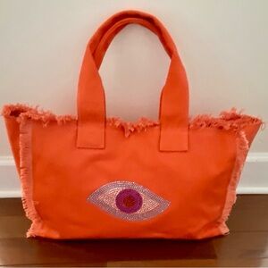 NWOT-Orange Tote Bag-Evil Eye Design-NWOT